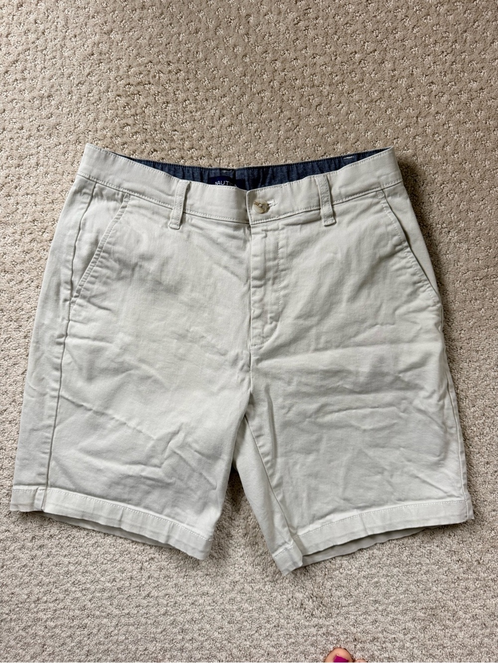 Nautica Cream Flat-Front Cotton Chino Shorts